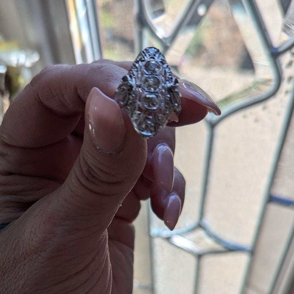 Antique Platinum 1.48TW diamond ring size 5.5 ๐น๐น๐น๐น - Picture 14 of 15